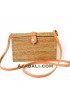 Rectangle Ata Rattan Grass Bag with Leather Clip